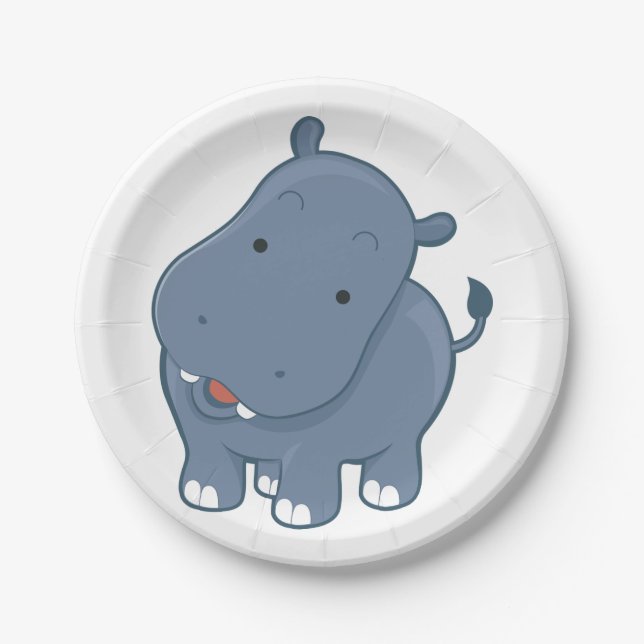 Hippopotamus Paper Plate (Front)