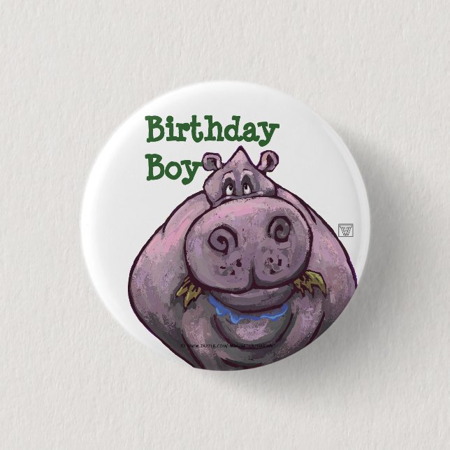 Hippopotamus Party Centre 1 Inch Round Button (Front)