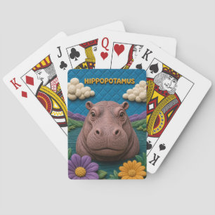 Hippopotamus Quiet Lagoon Modern KlayKoo Playing Cards