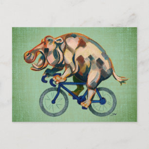 Hippopotamus Riding a Bicycle Postcard