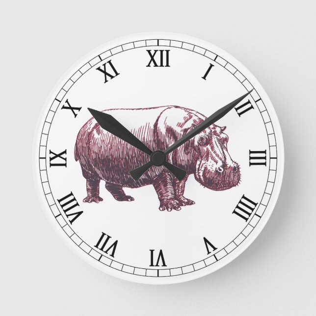 Hippopotamus Round Clock (Front)