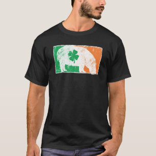 Hippopotamus St Patrick's Day Irish Flag C Distres T-Shirt