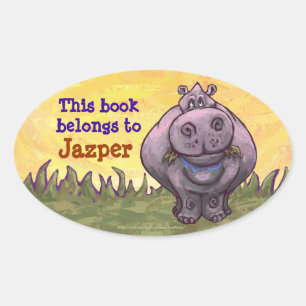 Hippopotamus Stationery Oval Sticker