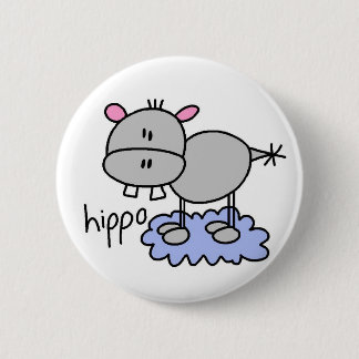 Hippopotamus Stick Figure Button