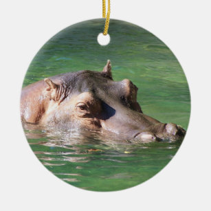Hippopotamus Swimming On The Surface Ceramic Ornament