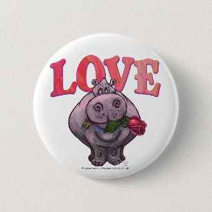 Hippopotamus Valentine's Day 2 Inch Round Button