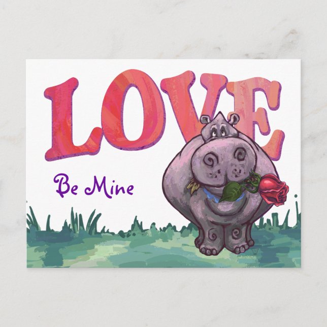 Hippopotamus Valentine's Day Holiday Postcard (Front)