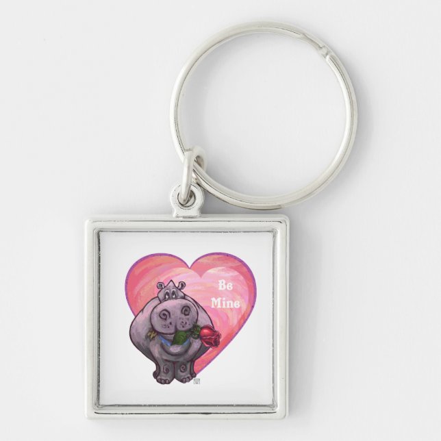 Hippopotamus Valentine's Day Keychain (Front)