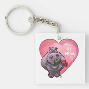 Hippopotamus Valentine's Day Keychain