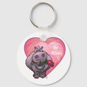 Hippopotamus Valentine's Day Keychain