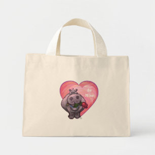 Hippopotamus Valentine's Day Mini Tote Bag