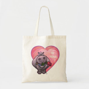 Hippopotamus Valentine's Day Tote Bag