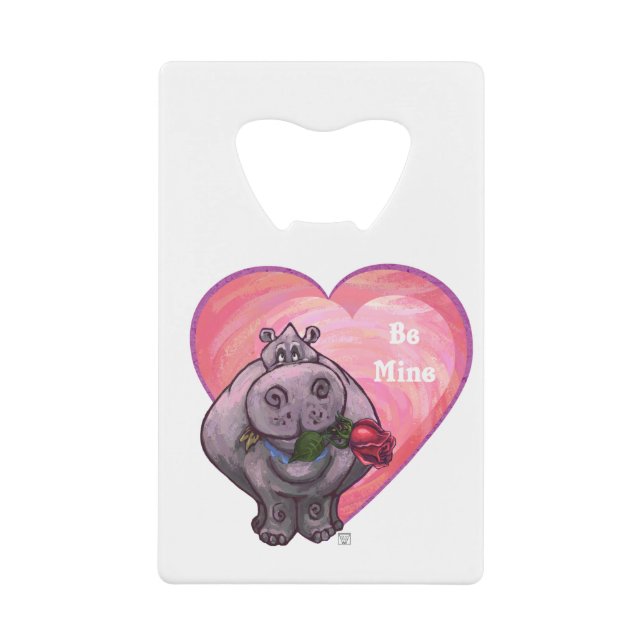 Hippopotamus Valentine's Day Wallet Bottle Opener (Front)