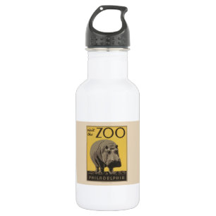 Hippopotamus vintage hippo zoo poster wpa  532 ml water bottle