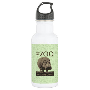 Hippopotamus vintage hippo zoo poster wpa  532 ml water bottle