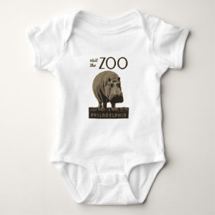 Hippopotamus vintage hippo zoo poster wpa  baby bodysuit