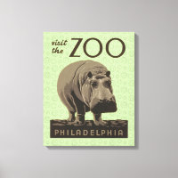 Hippopotamus vintage hippo zoo poster wpa 