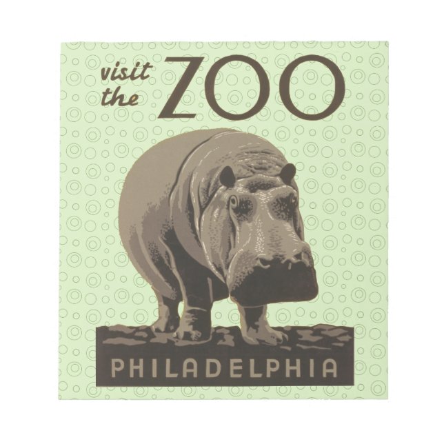 Hippopotamus vintage hippo zoo poster wpa  notepad (Front)