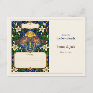 Hippopotamus Wedding Guest Book Wishes Postcard