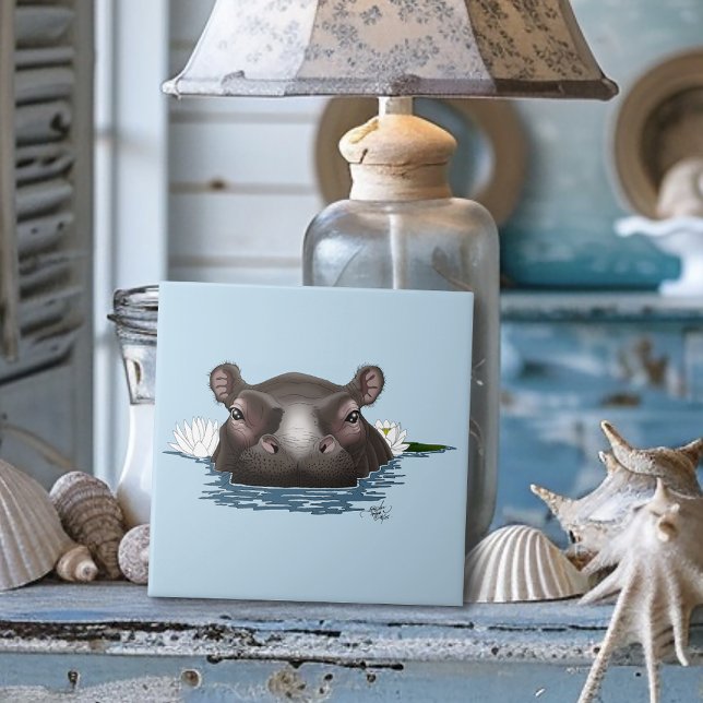 Hippopotamus White Lotus Blue Tile (Creator Uploaded)