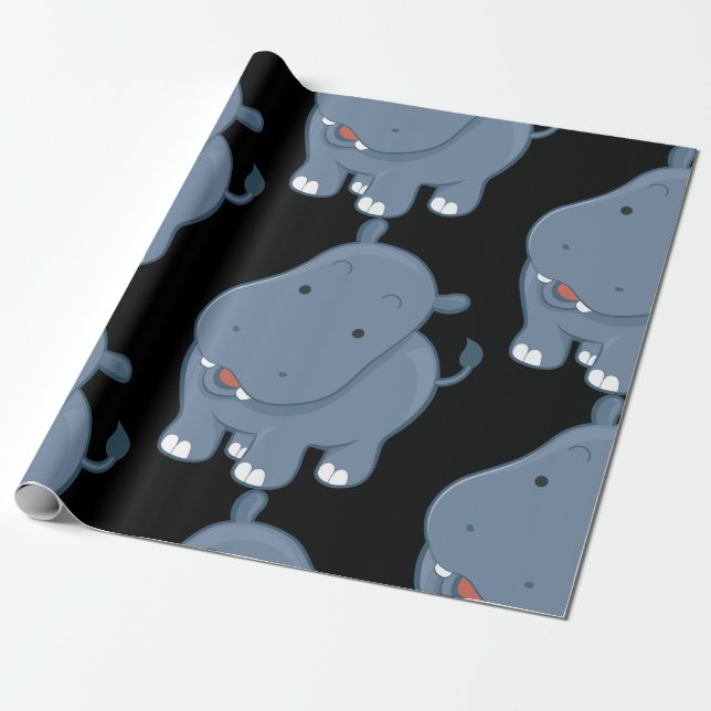 Hippopotamus Wrapping Paper (Unrolled)