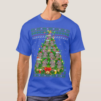 Hippopotamus Xmas Lighting Tree Hippopotamus Ugly  T-Shirt