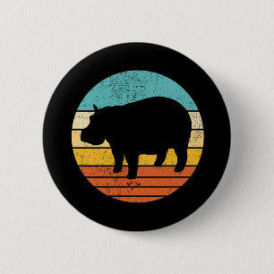 Hippopotomas Retro Sun 2 Inch Round Button