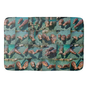 Hippos at Play: A Pond Paradise Bath Mat