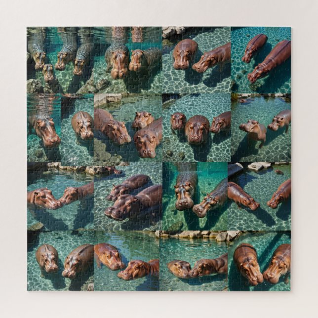 Hippos at Play: A Pond Paradise Jigsaw Puzzle (Vertical)