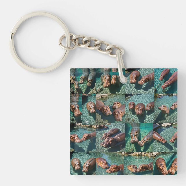 Hippos at Play: A Pond Paradise Keychain (Front)