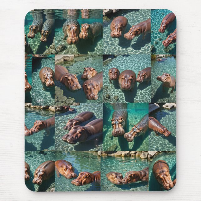 Hippos at Play: A Pond Paradise Mouse Pad (Front)