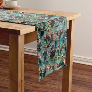 Hippos at Play: A Pond Paradise Short Table Runner