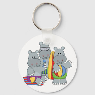 Hippos at the Beach Tshirts and Gifts Keychain