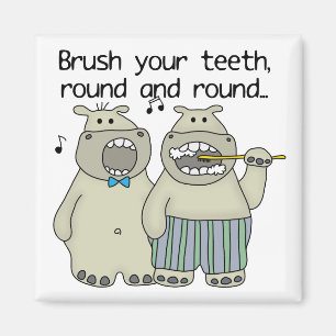 Hippos Brush Your Teeth Magnet