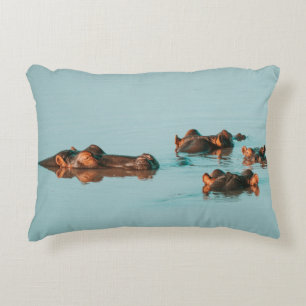 HIPPOS COOLING OFF IN THE DAM ACCENT PILLOW