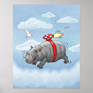 Hippo's fast jetpack ride poster