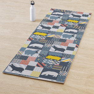 Hippos Faux Quilt Yoga Mat