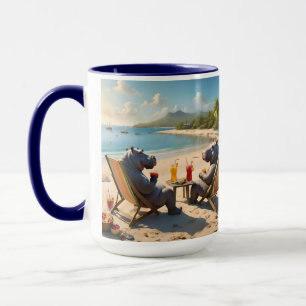Hippos Having Cocktails On The Beach, Mug