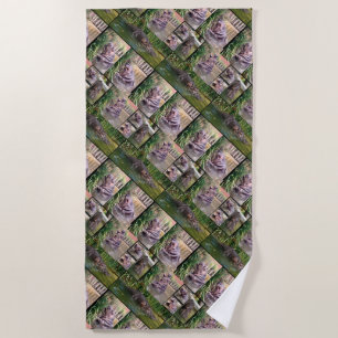 Hippos In A Photo Collage, Beach Towel