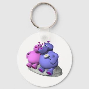 hippos in love keychain
