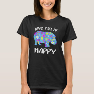 Hippos Make Me Happy Cute For Girls Kids T-Shirt