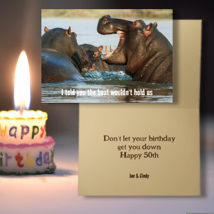 Hippos Old Man Birthday Funny Card