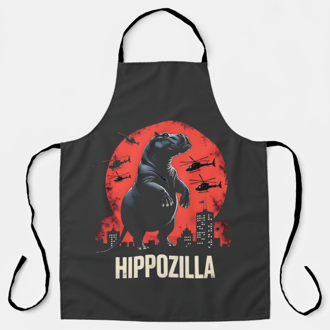 Hippozilla Spooky Moo Deng Baby Pygmy Hippo Apron (Front)