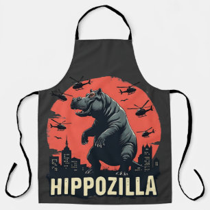 Hippozilla Spooky Moo Deng Hippo Halloween Apron