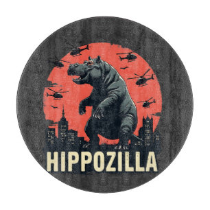 Hippozilla Spooky Moo Deng Hippo Halloween Cutting Board