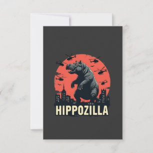 Hippozilla Spooky Moo Deng Hippo Halloween RSVP Card