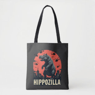 Hippozilla Spooky Moo Deng Hippo Halloween Tote Bag