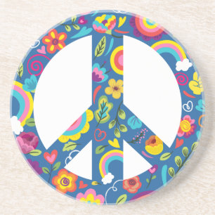 Hippy 60s Boho Peace Sign Coaster