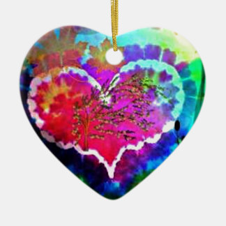 Hippy at Heart Rainbow Tie Dye gift collection Ceramic Ornament