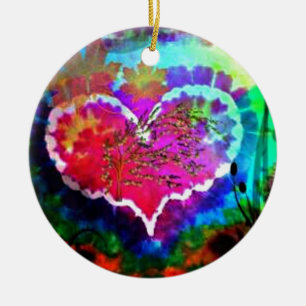 Hippy at Heart Rainbow Tie Dye gift collection Ceramic Ornament